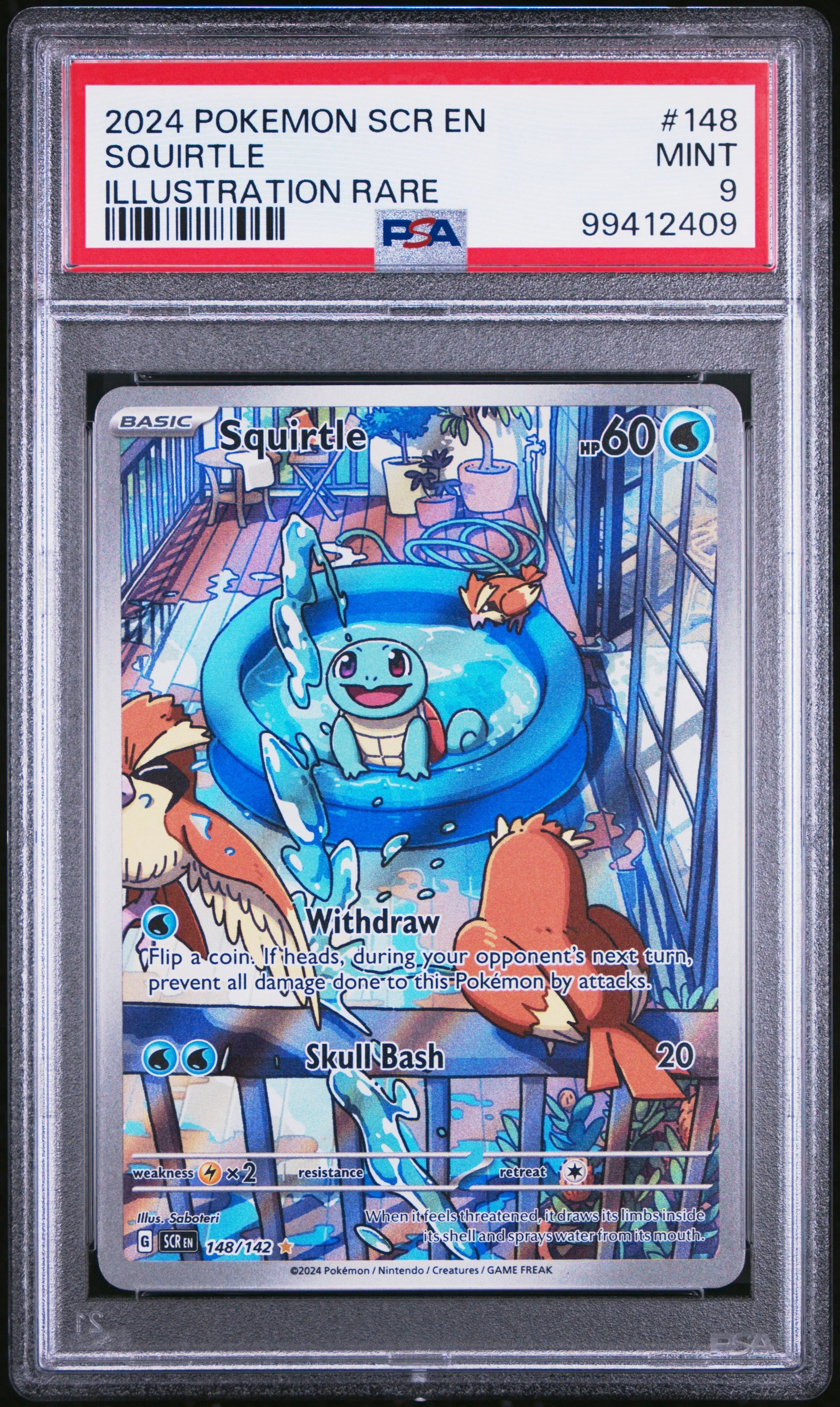 2024 Pokemon Stellar Crown Squirtle Illustration Rare 148/142 PSA 9 