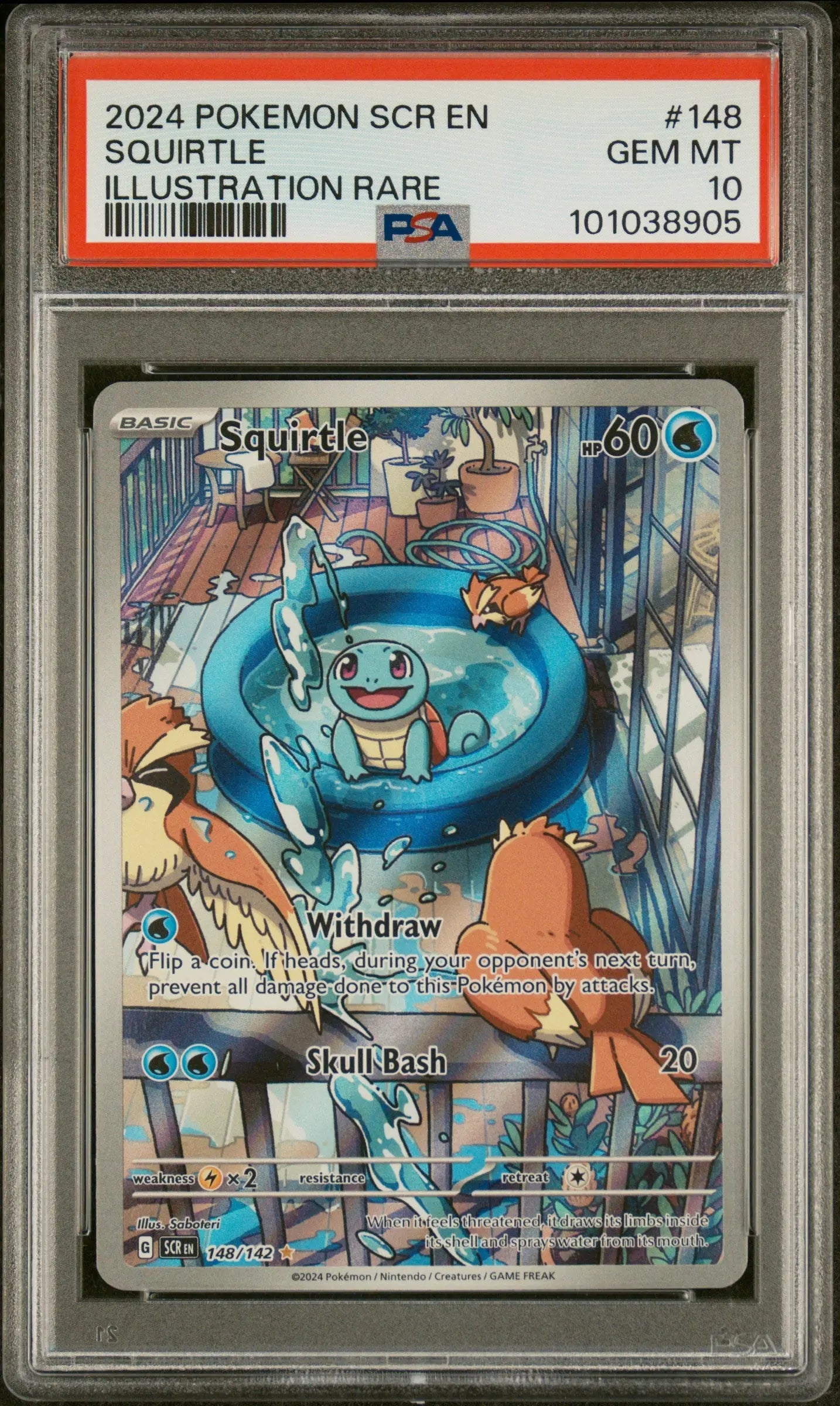 2024 Pokemon Stellar Crown Squirtle Illustration Rare PSA 10 148/142 