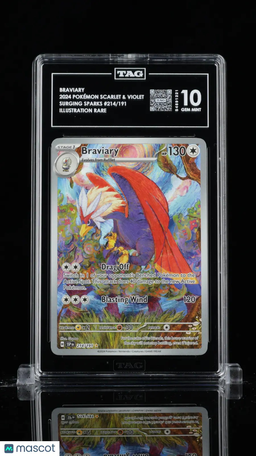2024 Pokemon Surging Sparks Braviary Illustration Rare 214/191 TAG 10 