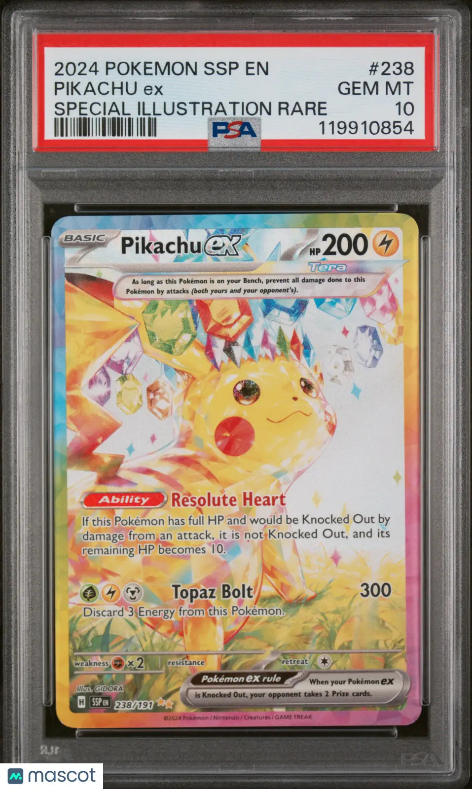 2024 Pokemon Surging Sparks Pikachu EX Special Illustration Rare PSA 10 238/191 