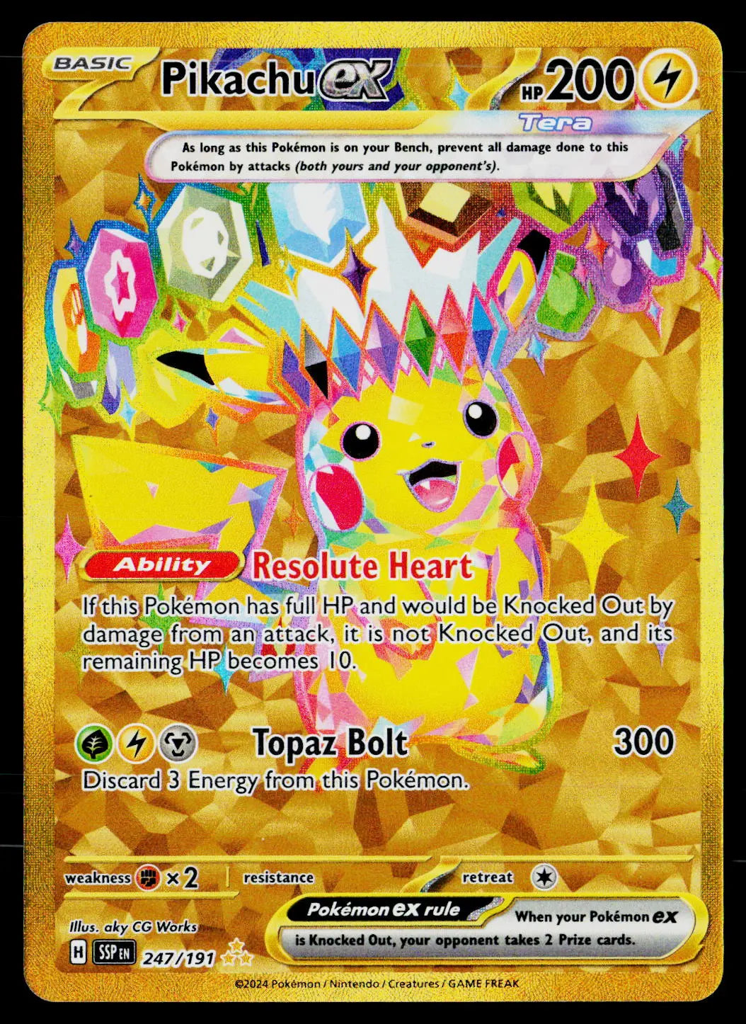 2024 Pokemon Surging Sparks Pikachu ex Hyper Rare 247/191 