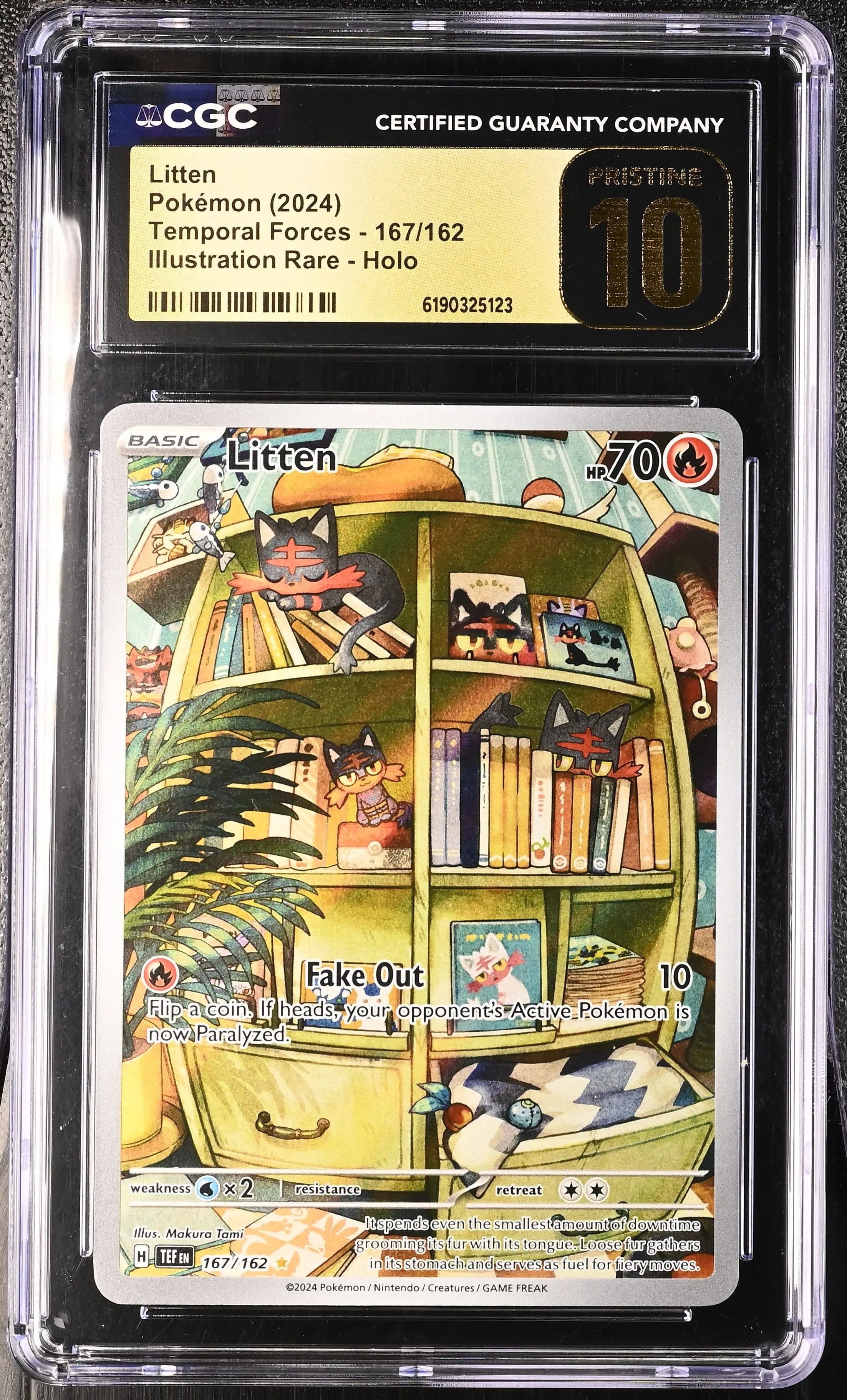 2024 Pokemon Temporal Forces Litten Illustration Rare 167/162 CGC 10 