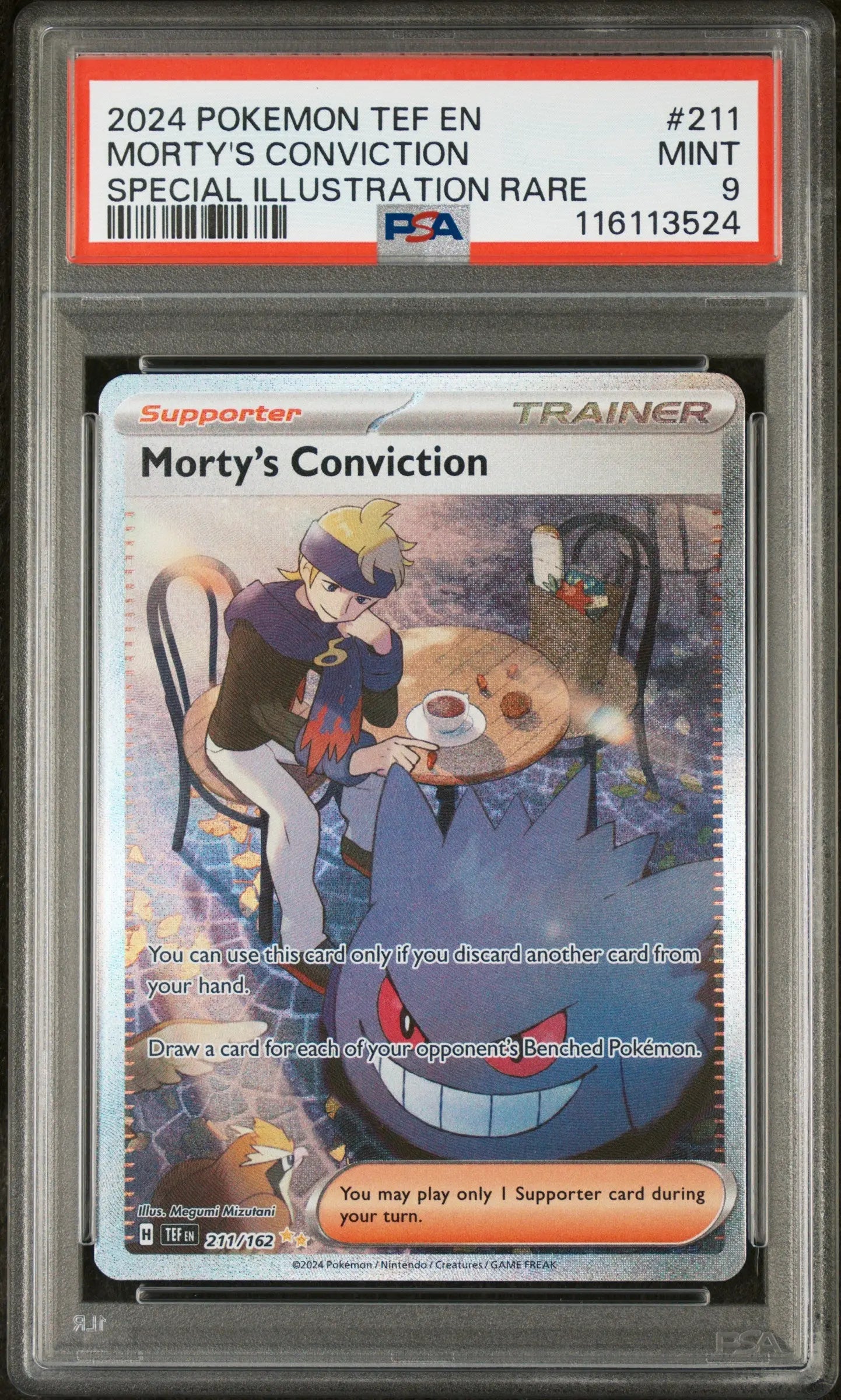 2024 Pokemon Temporal Forces Morty's Conviction SIR PSA 9 211/162 