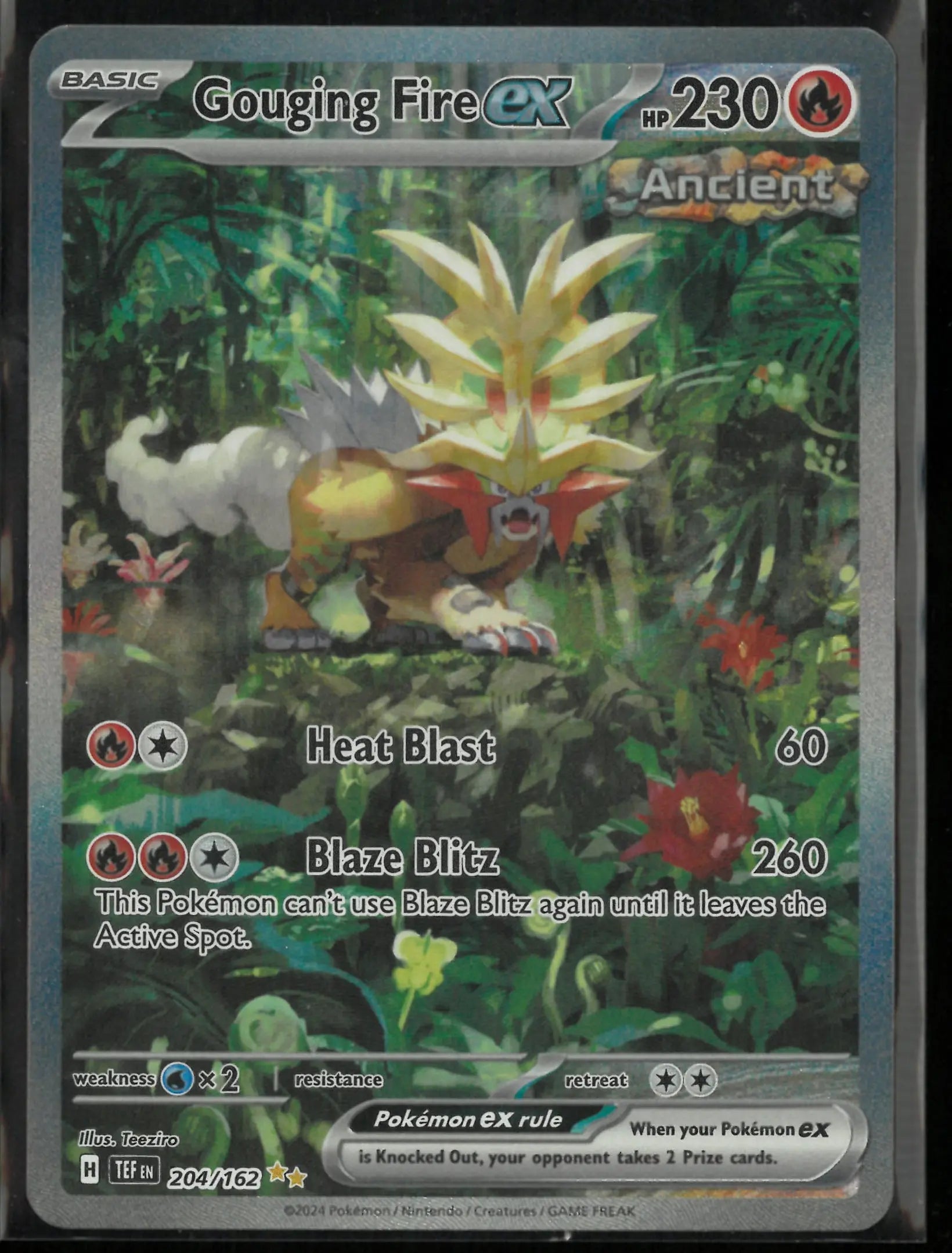 2024 Pokemon Temporal Forces Special Illustration Rare Gouging Fire ex 204/162 