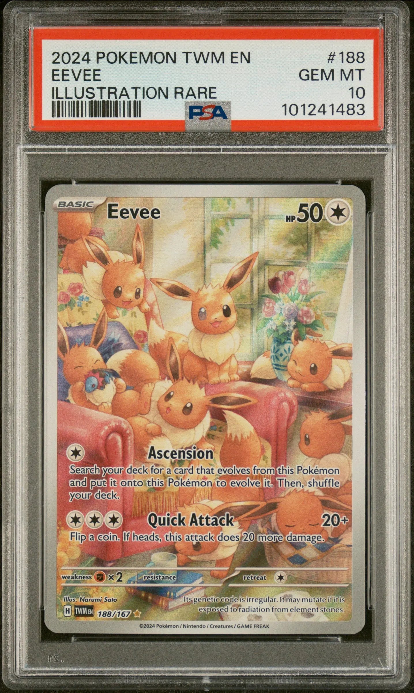 2024 Pokemon Twilight Masquerade Eevee Illustration Rare 188/167 PSA 10 
