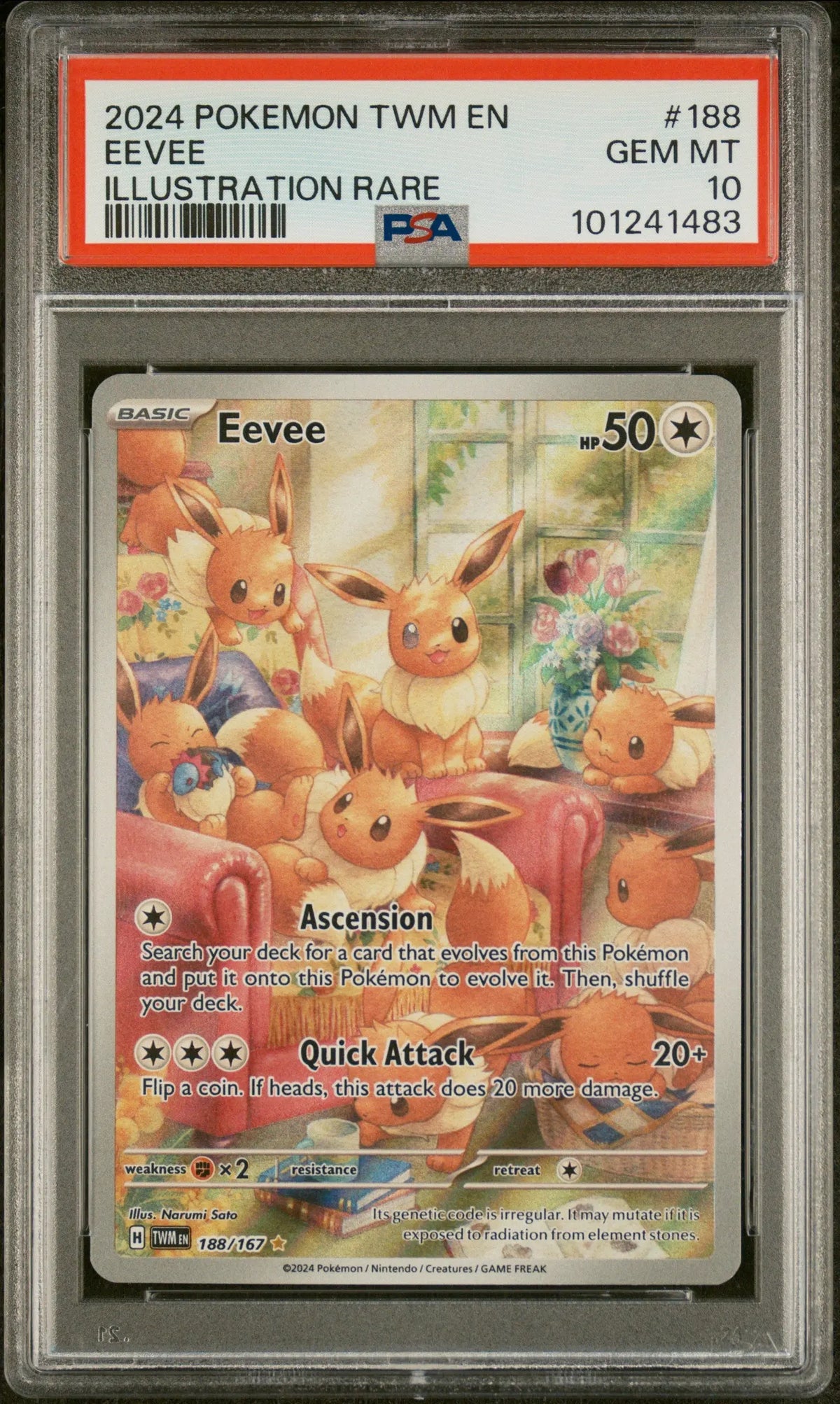 2024 Pokemon Twilight Masquerade Eevee Illustration Rare 188/167 PSA 10 