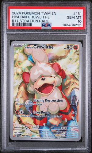 2024 Pokemon Twilight Masquerade Hisuian Growlithe Illustration 181/167 PSA 10 