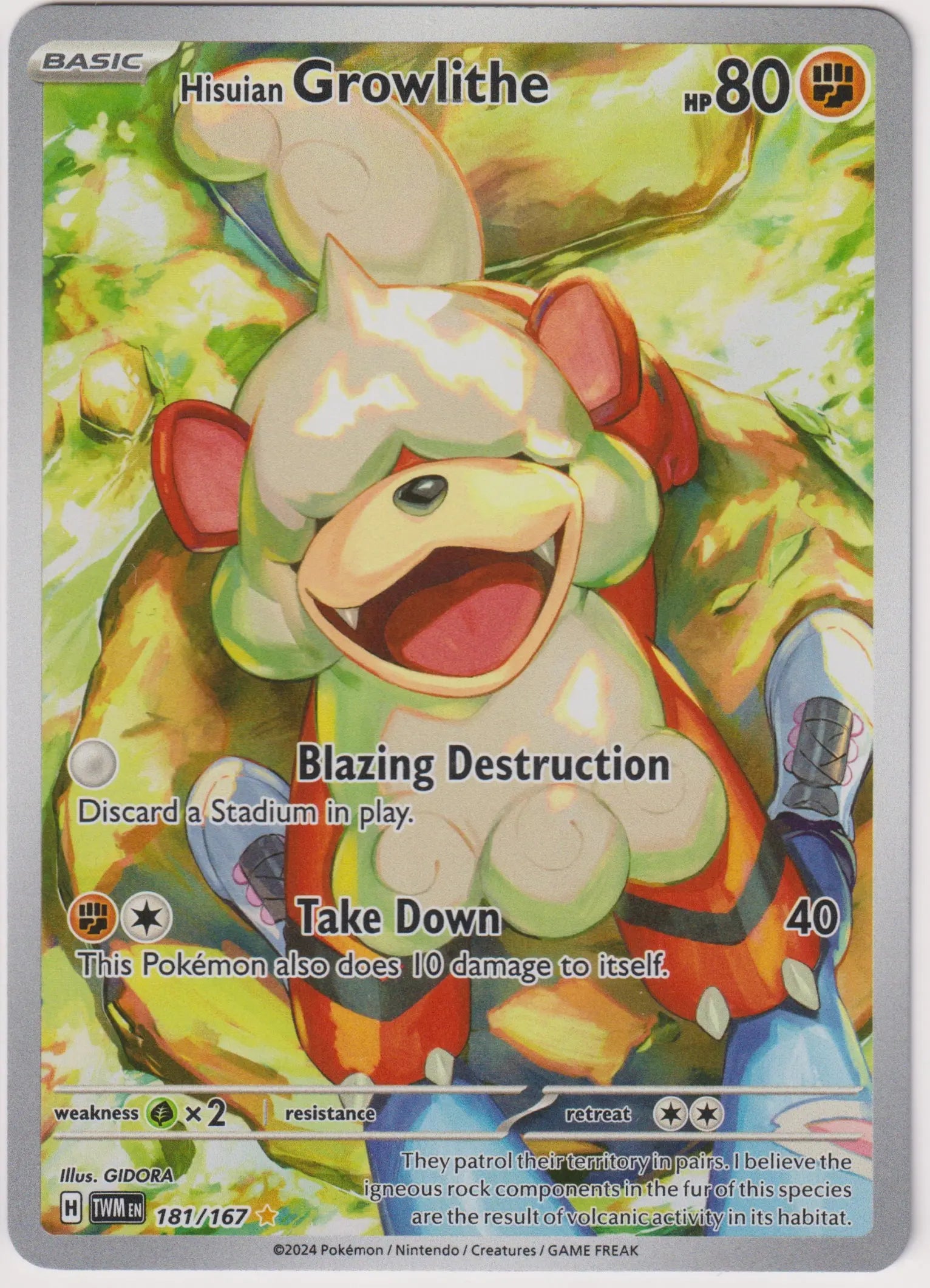 2024 Pokemon Twilight Masquerade Hisuian Growlithe Illustration Rare 181/167 