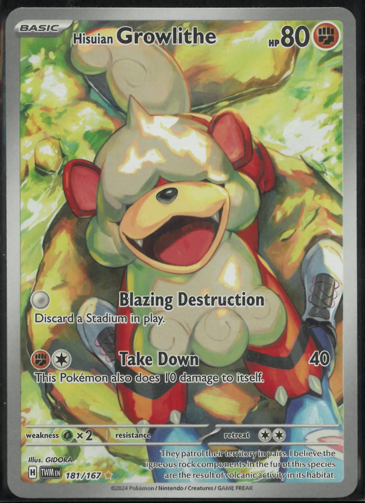2024 Pokemon Twilight Masquerade Illustration Rare Hisuian Growlithe 181/167 