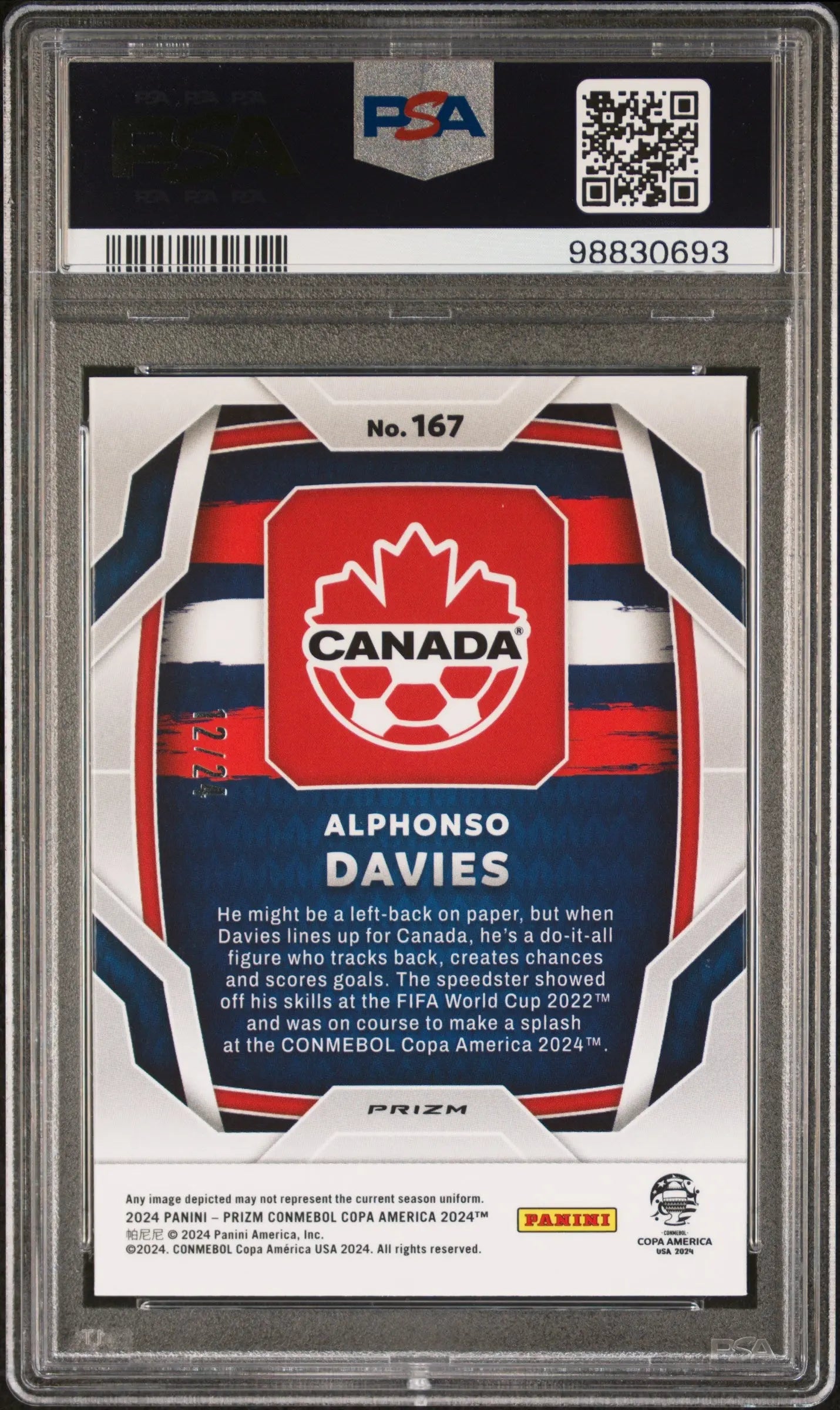2024 Prizm Conmebol Copa America Alphonso Davies Stars And Stripes PSA 10 /24 