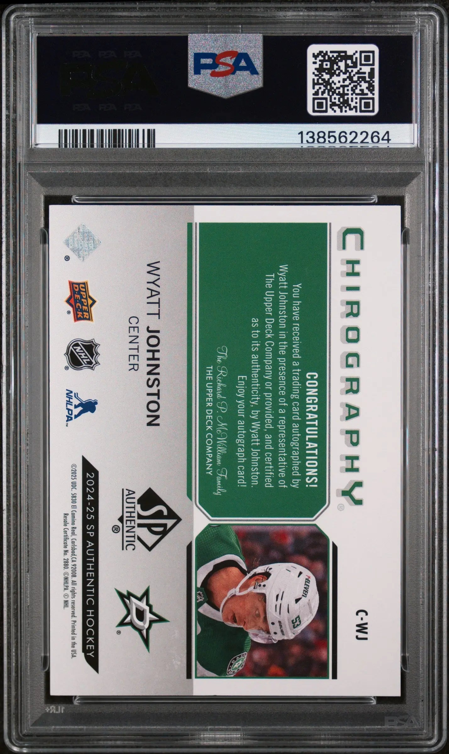 2024 SP Authentic Chirography Autograph Auto Wyatt Johnston PSA 9 