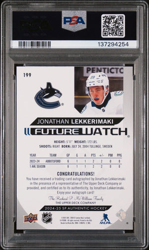 2024 SP Authentic Horizontal Future Watch Auto Jonathan Lekkerimaki /599 PSA 9 