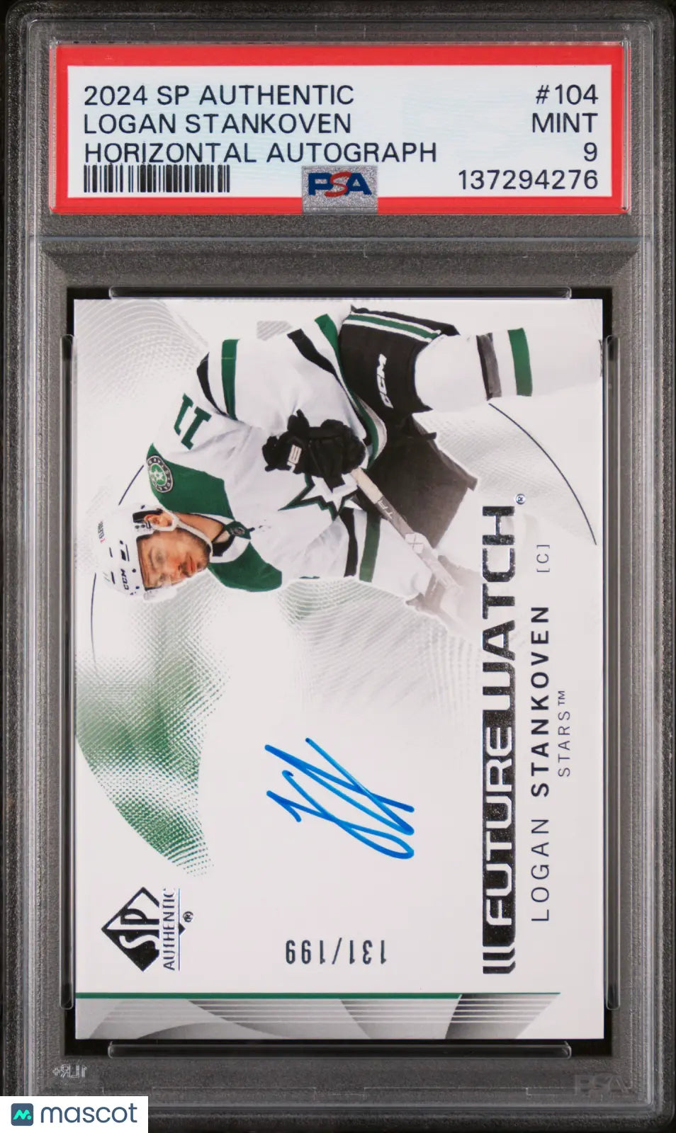 2024 SP Authentic Horizontal Future Watch Rookie Auto Logan Stankoven /199 PSA 9 