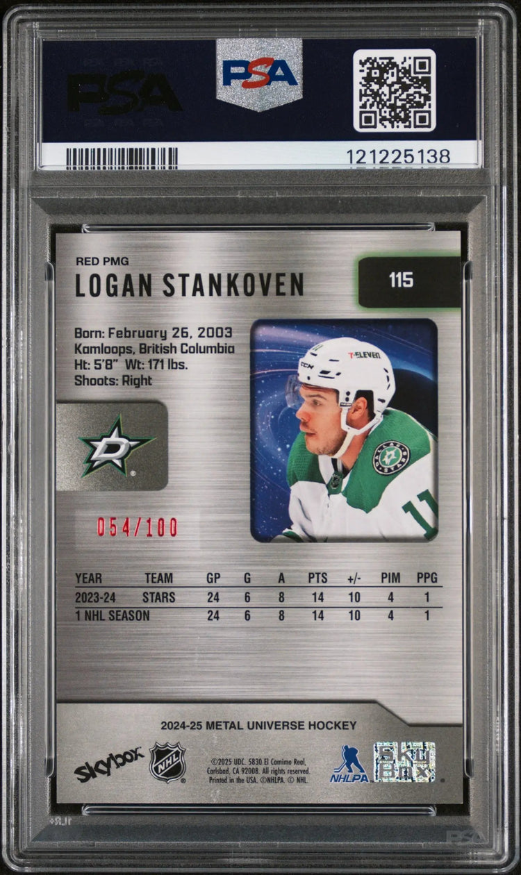 2024 Skybox Metal Universe Logan Stankoven Red Precious Metal Gems PSA 8 /100 