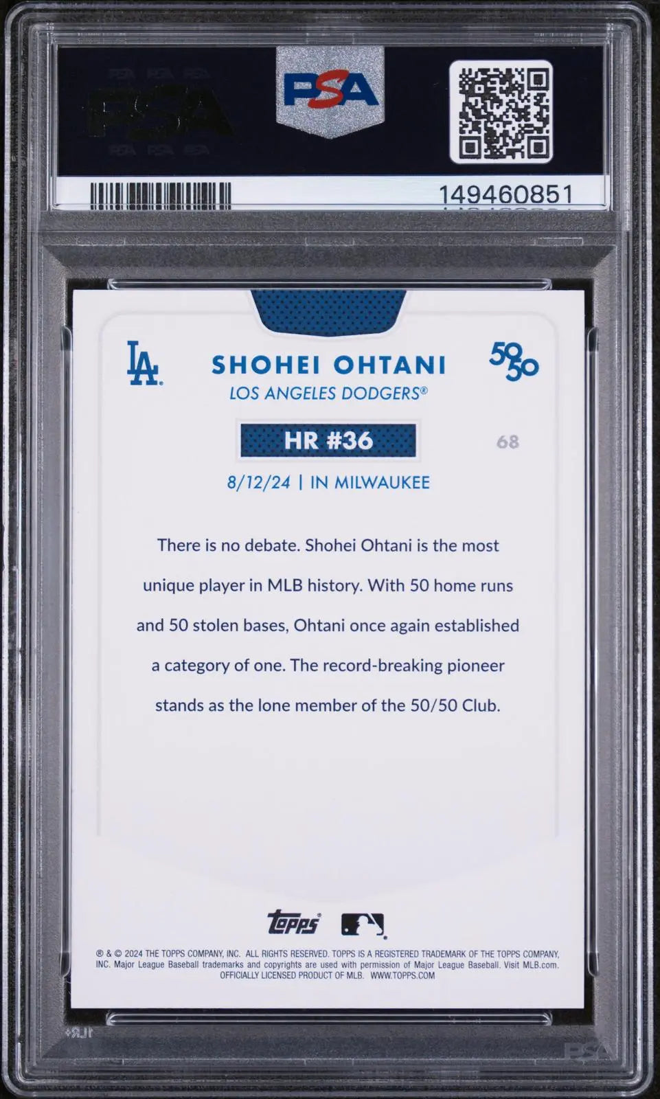 2024 Topps 50/50 Shohei Ohtani HR #36 PSA 9 
