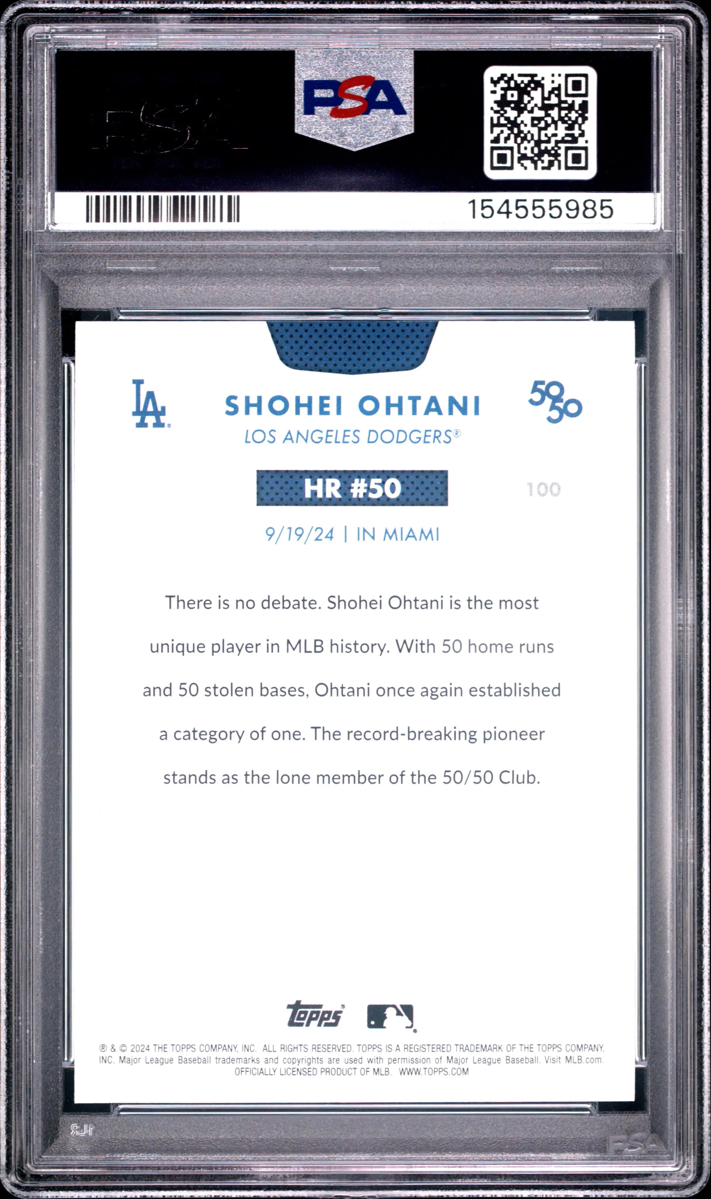 2024 Topps 50/50 Shohei Ohtani  PSA 10 