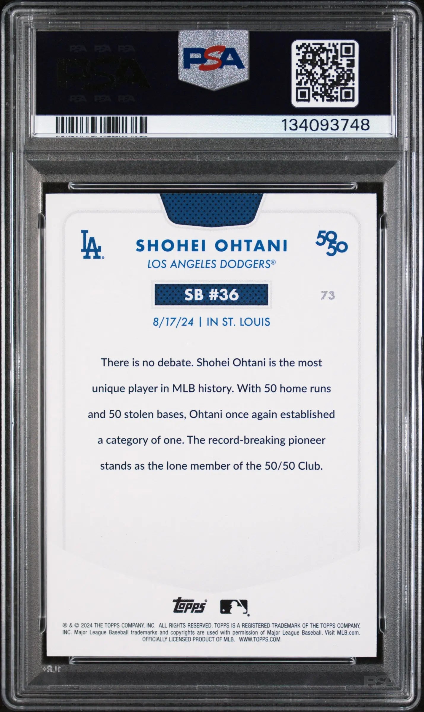 2024 Topps 50/50 Shohei Ohtani SSP PSA 10 