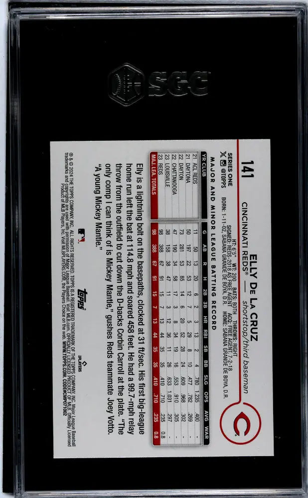 2024 Topps Baseball Elly De La Cruz RC Rookie SGC 10 Reds 