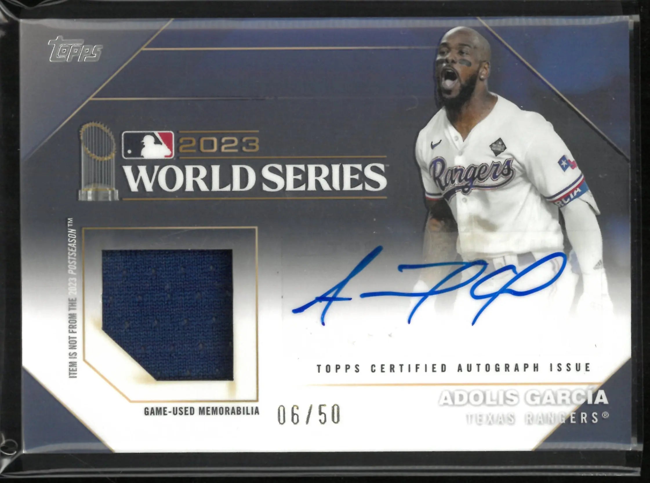 2024 Topps Baseball Series 1 2023 World Series Champion Auto Patch Adolis Garcia /50 