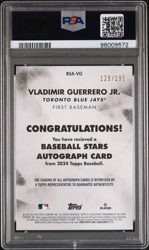 2024 Topps Baseball Stars Autographs Vladimir Guerrero Jr. Auto Black PSA 9 