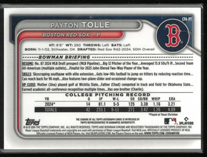 2024 Topps Bowman Chrome 1st Prospect Auto Payton Tolle #CPA-PT 