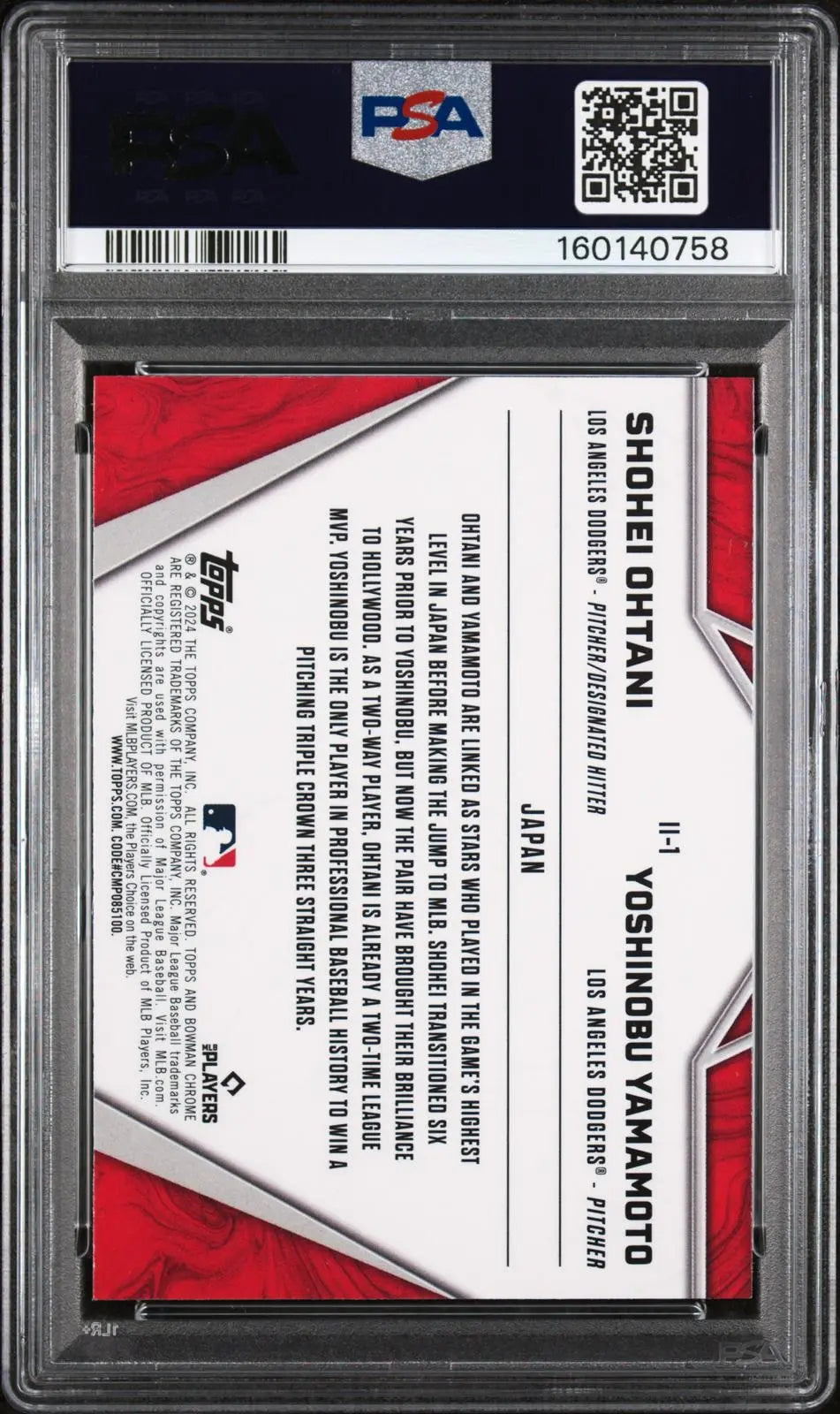 2024 Topps Bowman Chrome International Impact Ohtani/Yamamoto PSA 9 