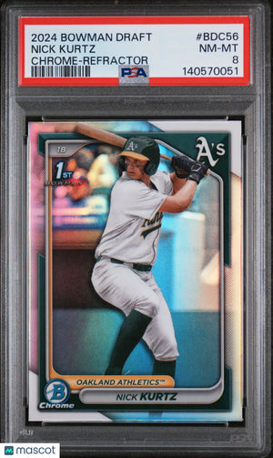 2024 Topps Bowman Draft Nick Kurtz Chrome Refractor PSA 8 