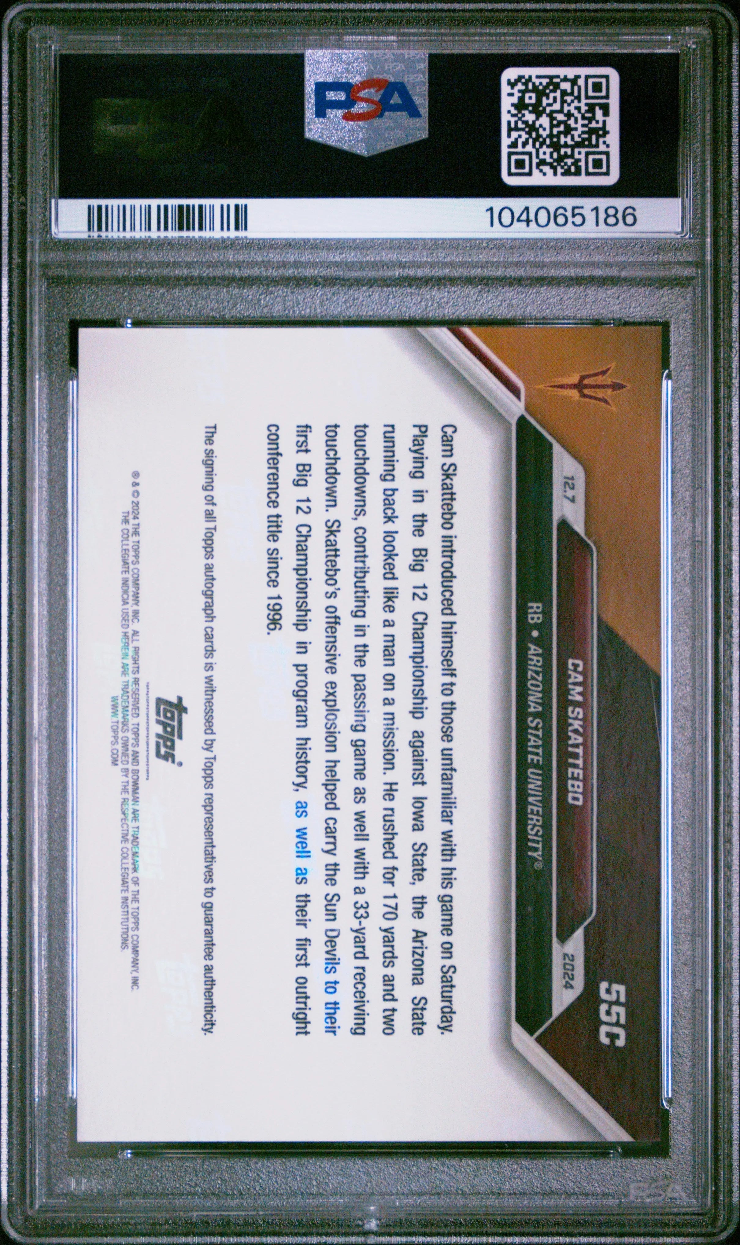 2024 Topps Bowman U Now Cam Skattebo Auto Autograph Purple /25 PSA 10 