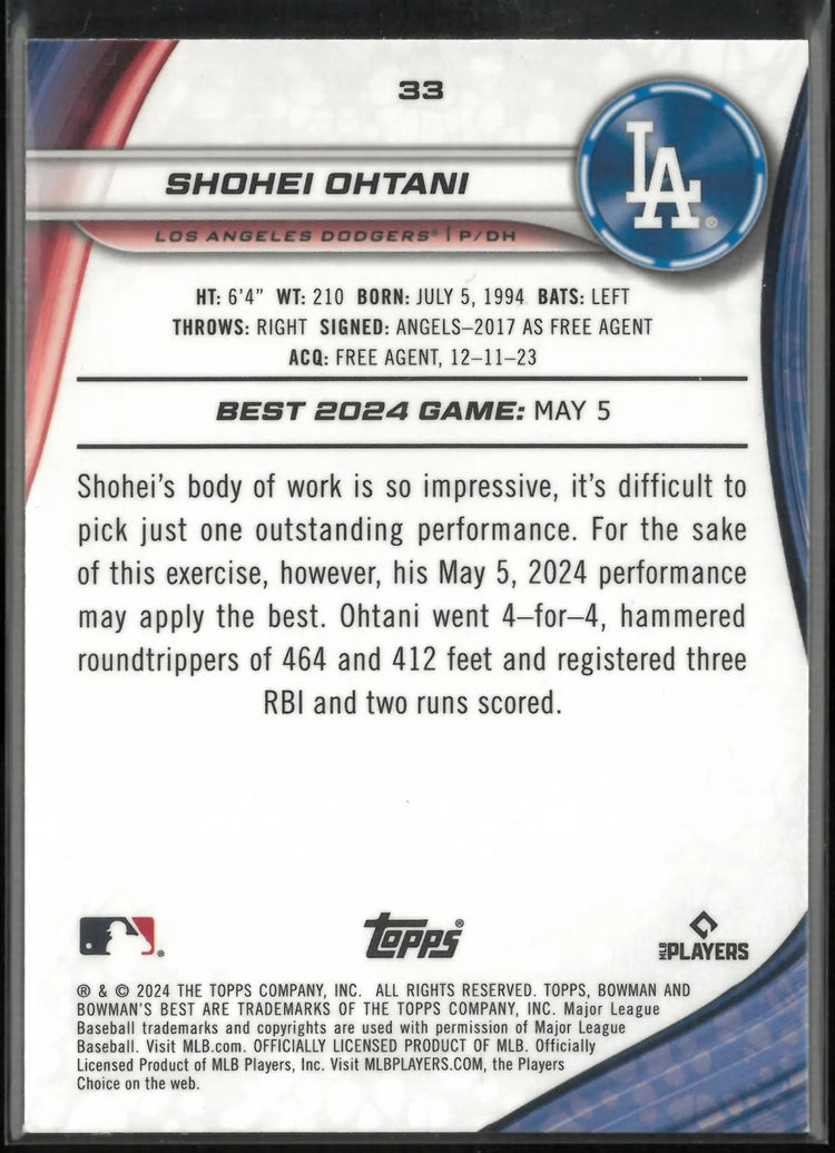 2024 Topps Bowman's Best Shohei Ohtani Purple Mojo /250 