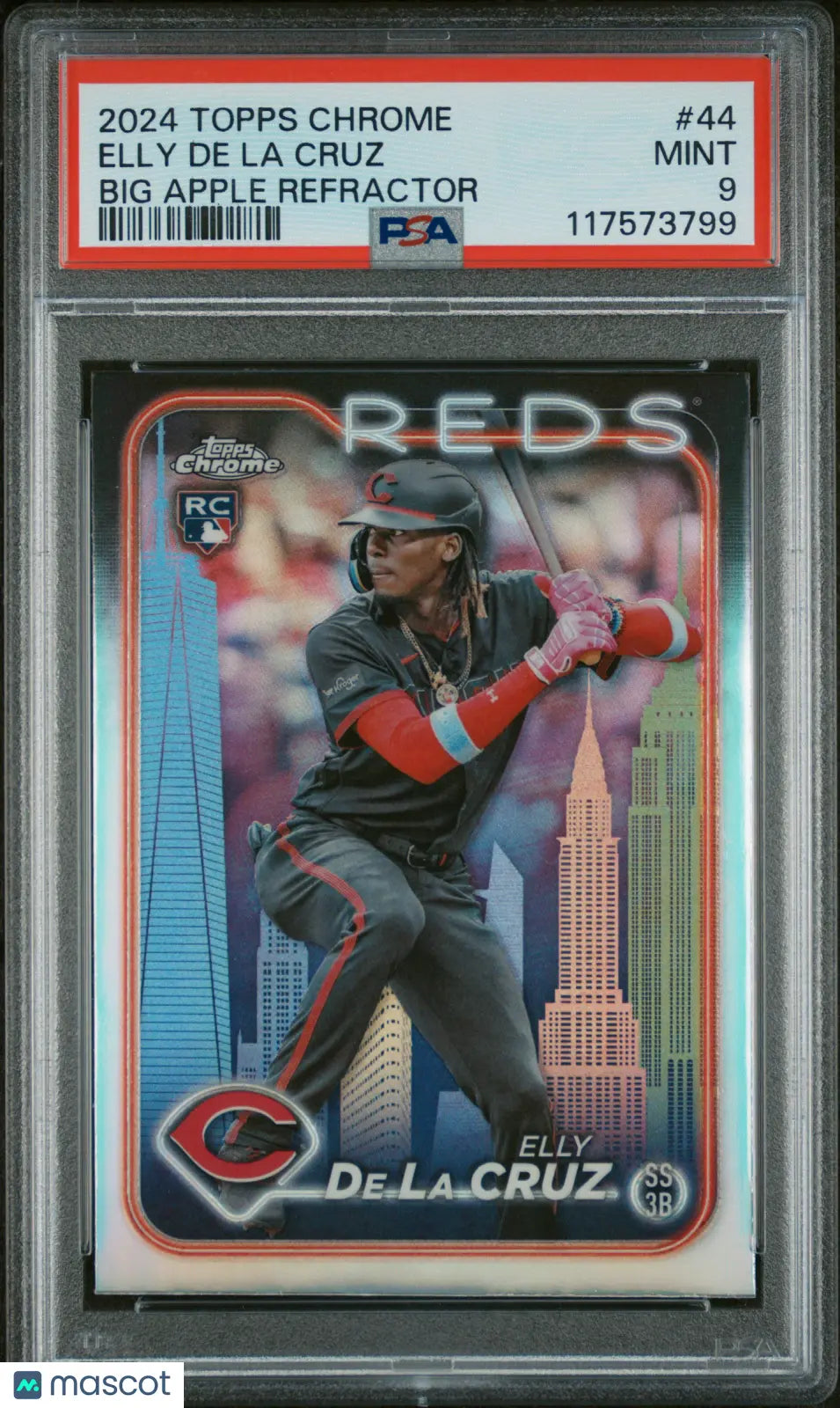 2024 Topps Chrome Baseball Elly De La Cruz RC Rookie Big Apple Refractor PSA 9 