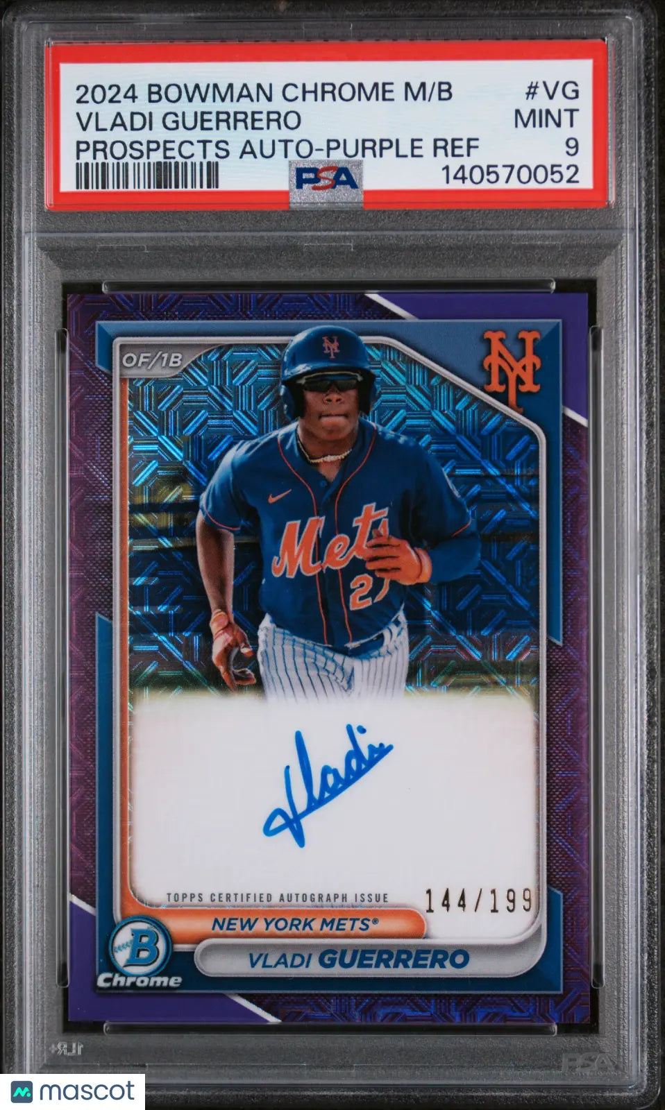 2024 Topps Chrome Bowman Prospect Autographs Vladi Guerrero Purple Ref/199 PSA 9 