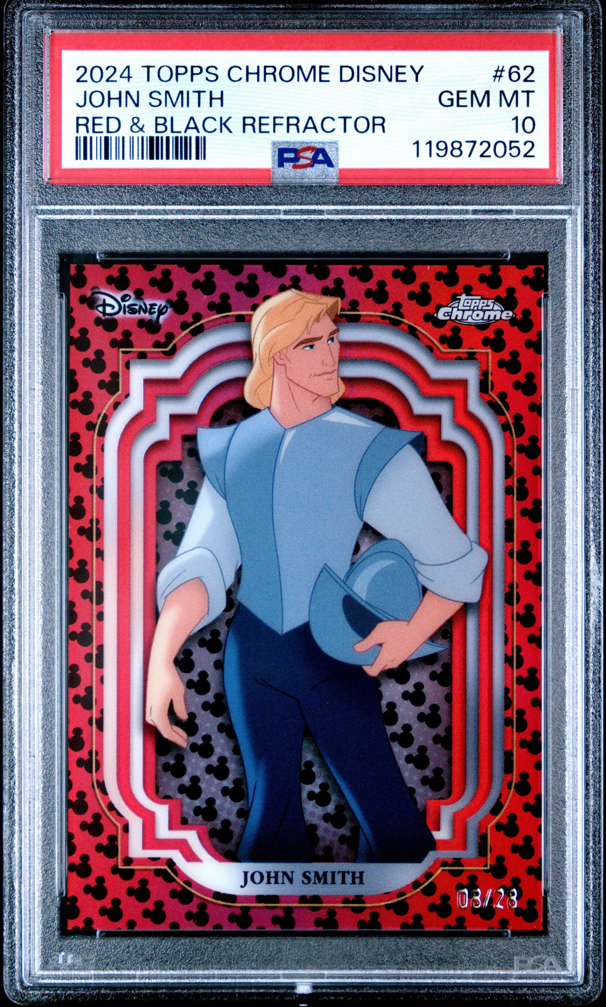2024 Topps Chrome Disney John Smith Red & Black Refractor /28 PSA 10 