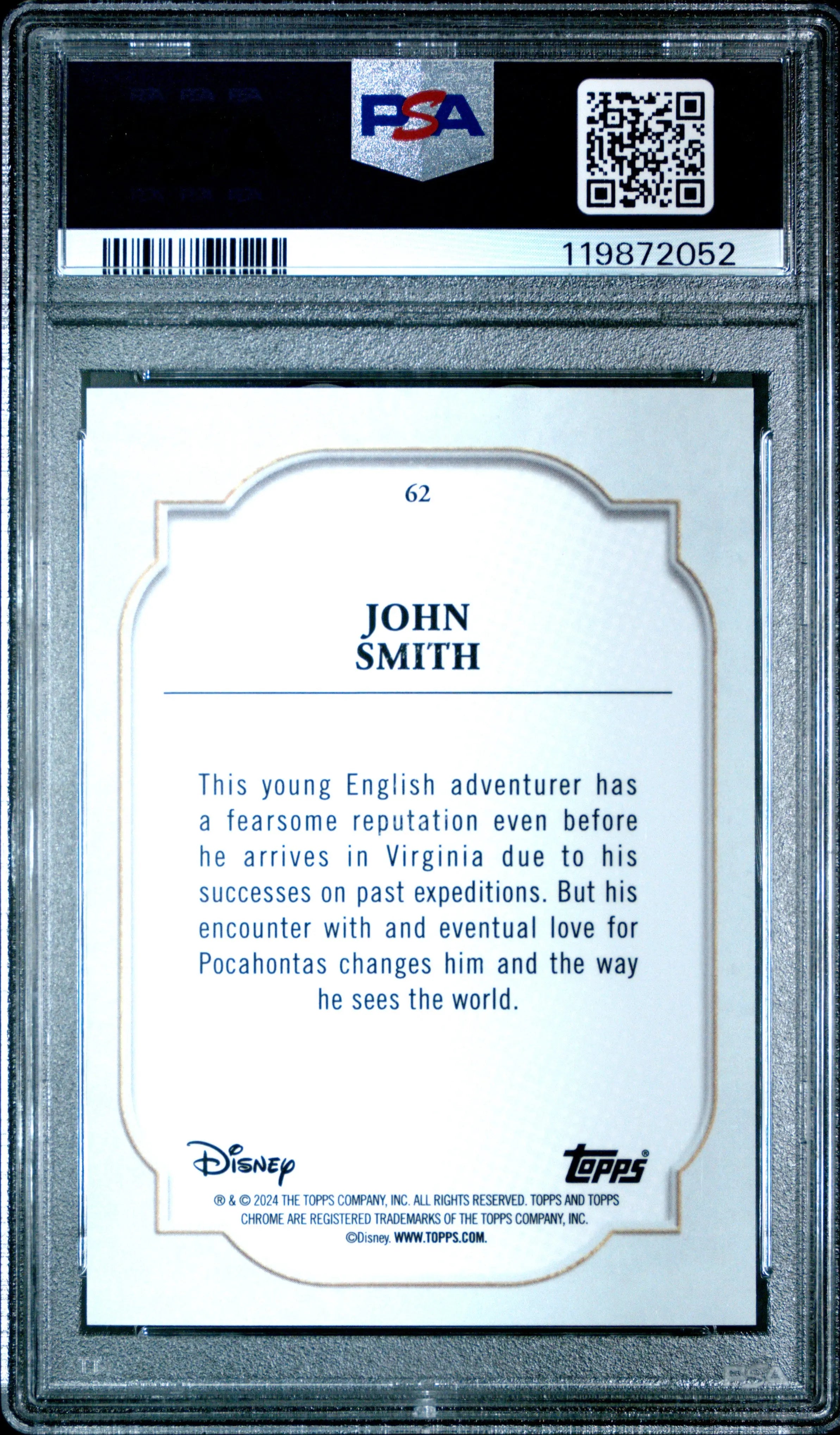 2024 Topps Chrome Disney John Smith Red & Black Refractor /28 PSA 10 