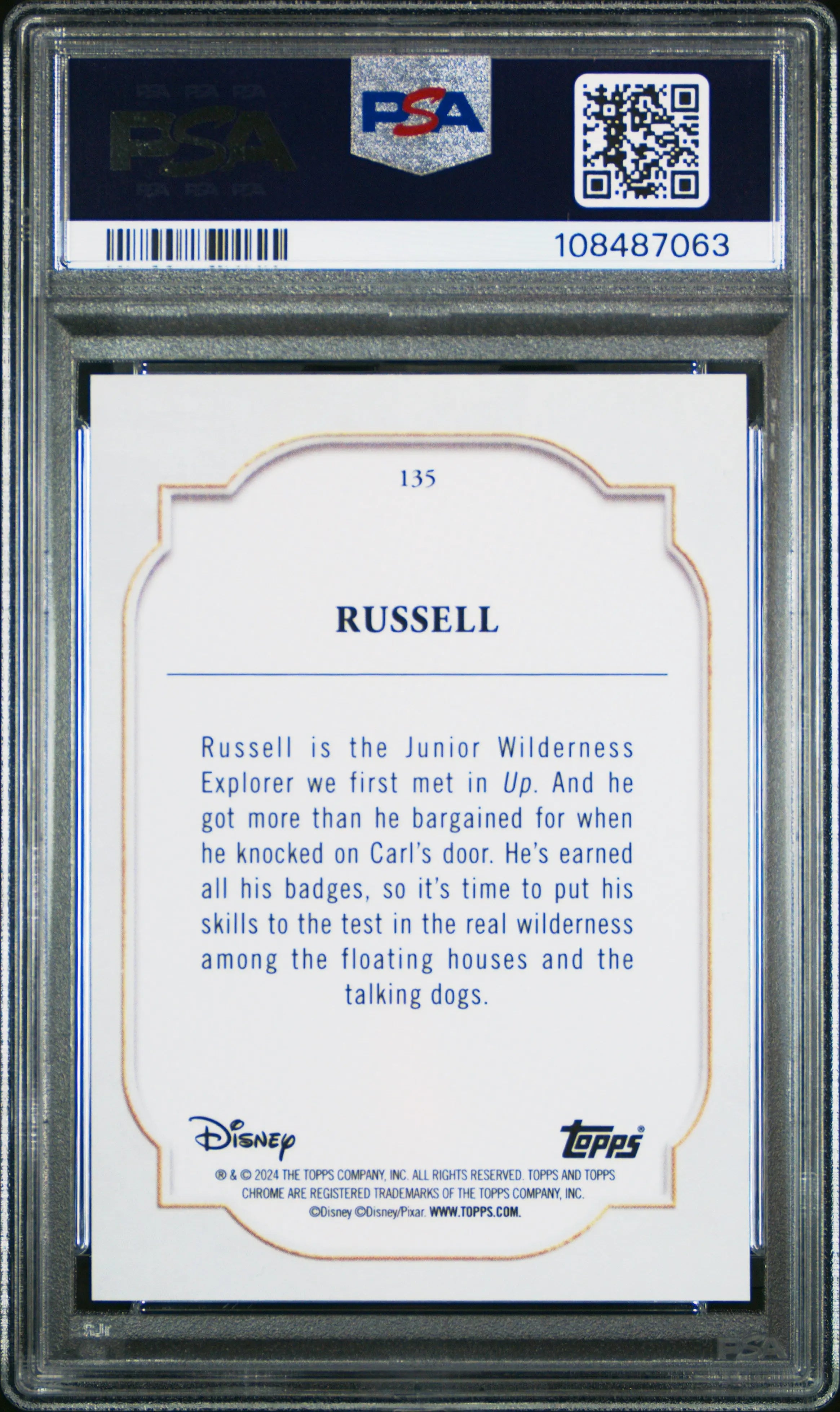 2024 Topps Chrome Disney Russell Black & White Speckle /101 PSA 9 