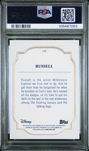 2024 Topps Chrome Disney Russell Black & White Speckle /101 PSA 9 