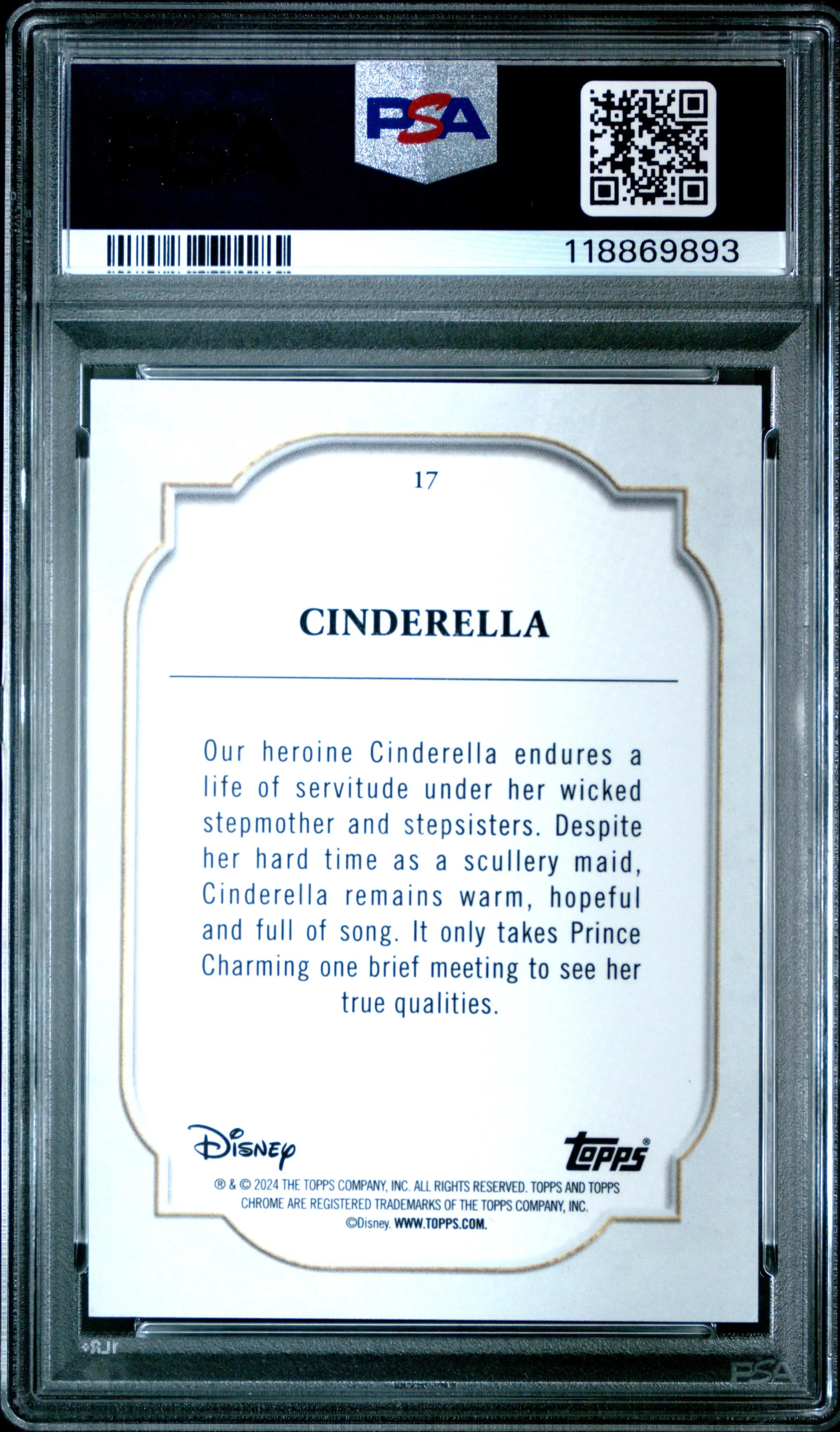 2024 Topps Chrome Disney Sapphire Edition Cinderella #17 PSA 9 