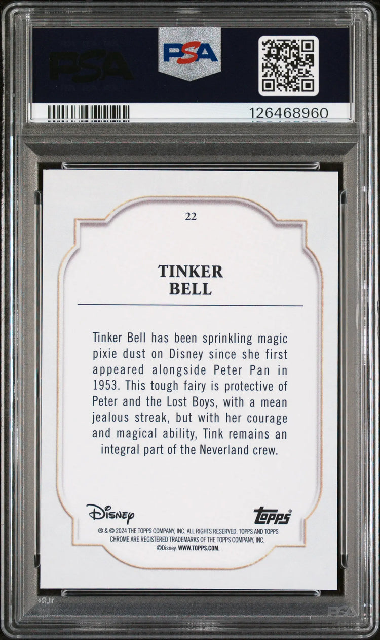 2024 Topps Chrome Disney Tinker Bell Dark Light Blue Lava PSA 9 /75 #22 