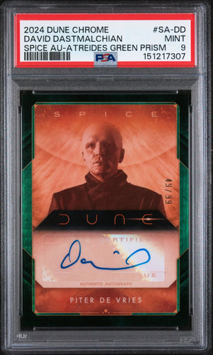 2024 Topps Chrome Dune Spice Autographs David Dastmalchian Auto Green /99 PSA 9 