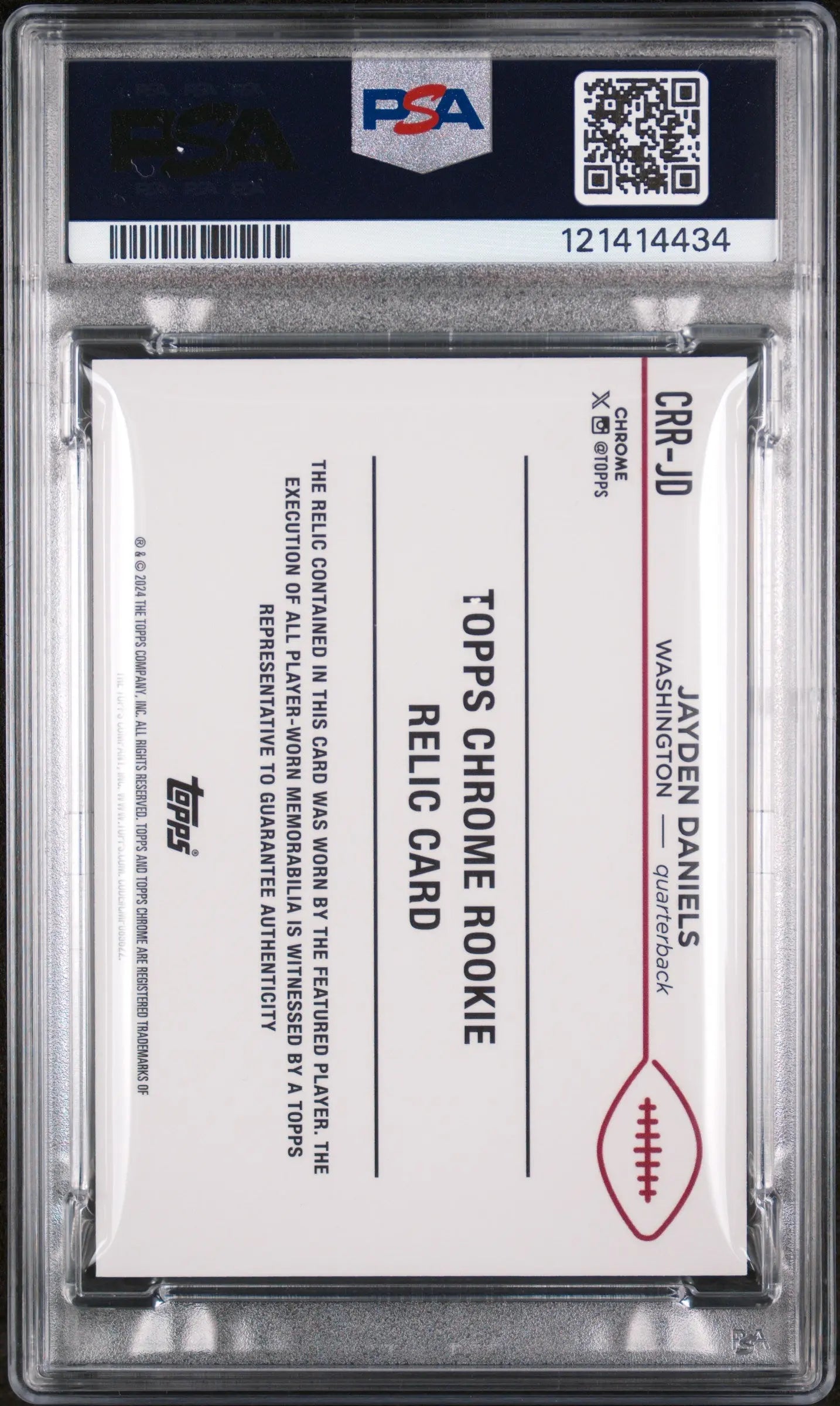 2024 Topps Chrome Football RC Rookie Relics Jayden Daniels Patch PSA 9 