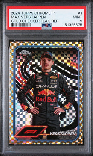 2024 Topps Chrome Formula 1 Max Verstappen Gold Checker Flag Refractor /50 PSA 9 
