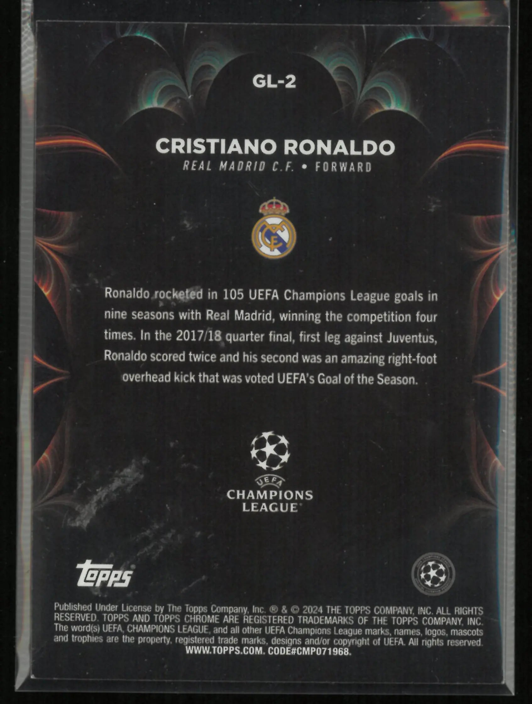 2024 Topps Chrome Golazo Cristiano Ronaldo Orange SP 