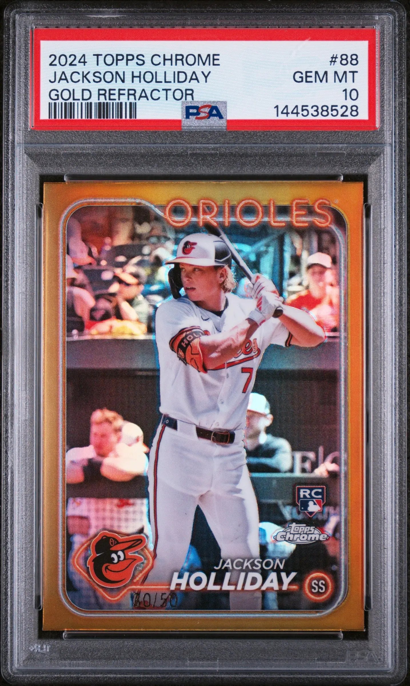 2024 Topps Chrome Jackson Holliday RC Rookie Gold Refractor /50 PSA 10 