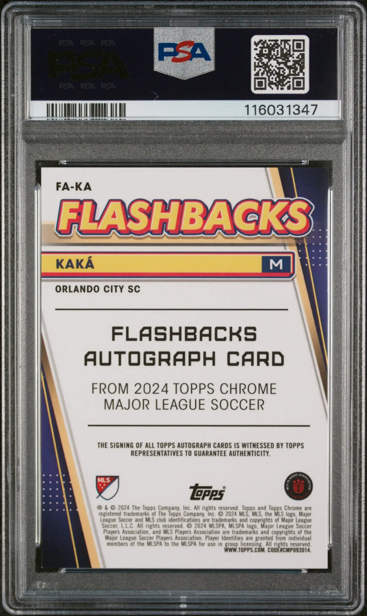 2024 Topps Chrome MLS MLS Flashbacks Autographs Kaka #FAKA BLK Ref 05/10 PSA 9 
