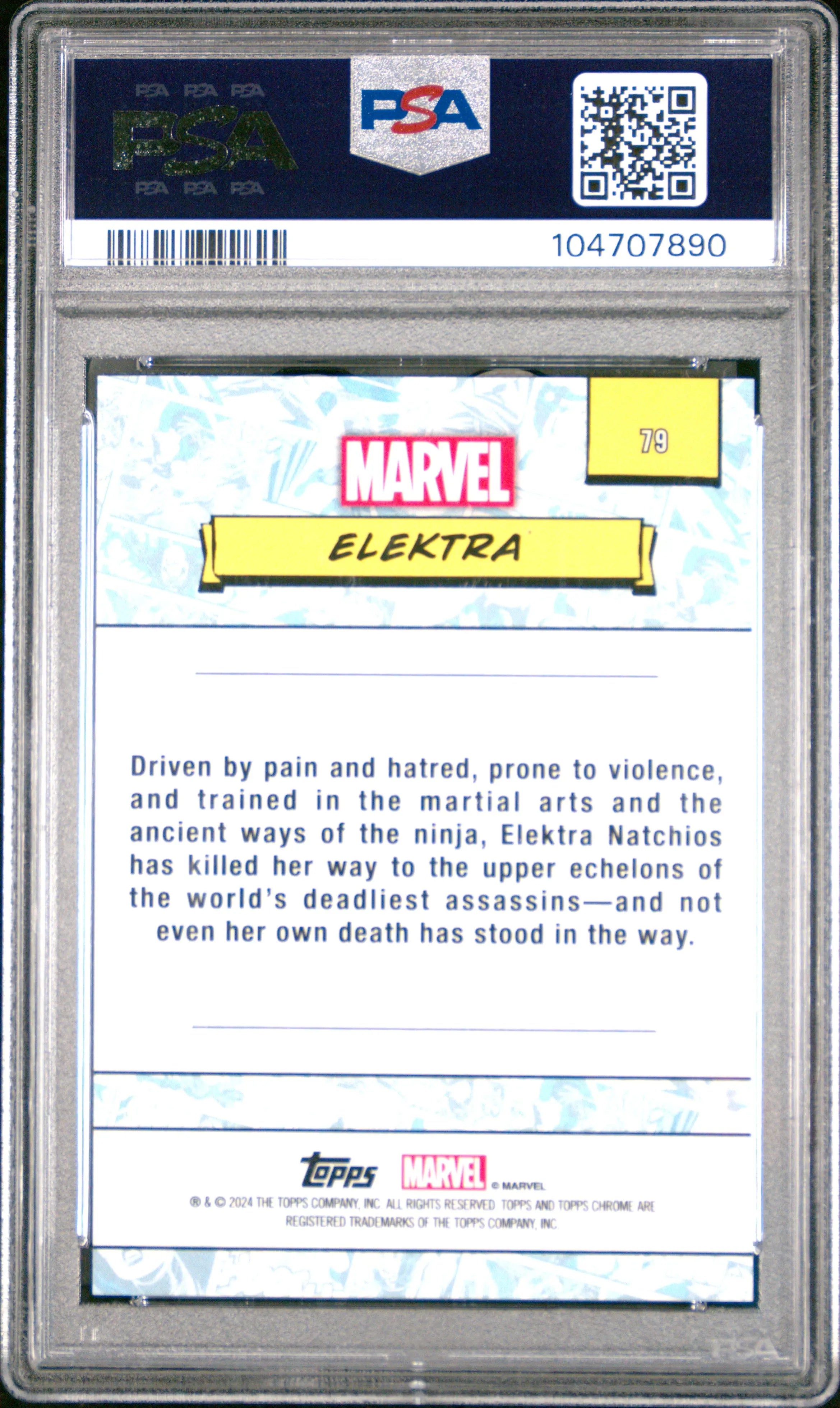 2024 Topps Chrome Marvel Sapphire Edition Elektra Purple /15 PSA 9 