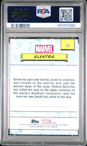 2024 Topps Chrome Marvel Sapphire Edition Elektra Purple /15 PSA 9 