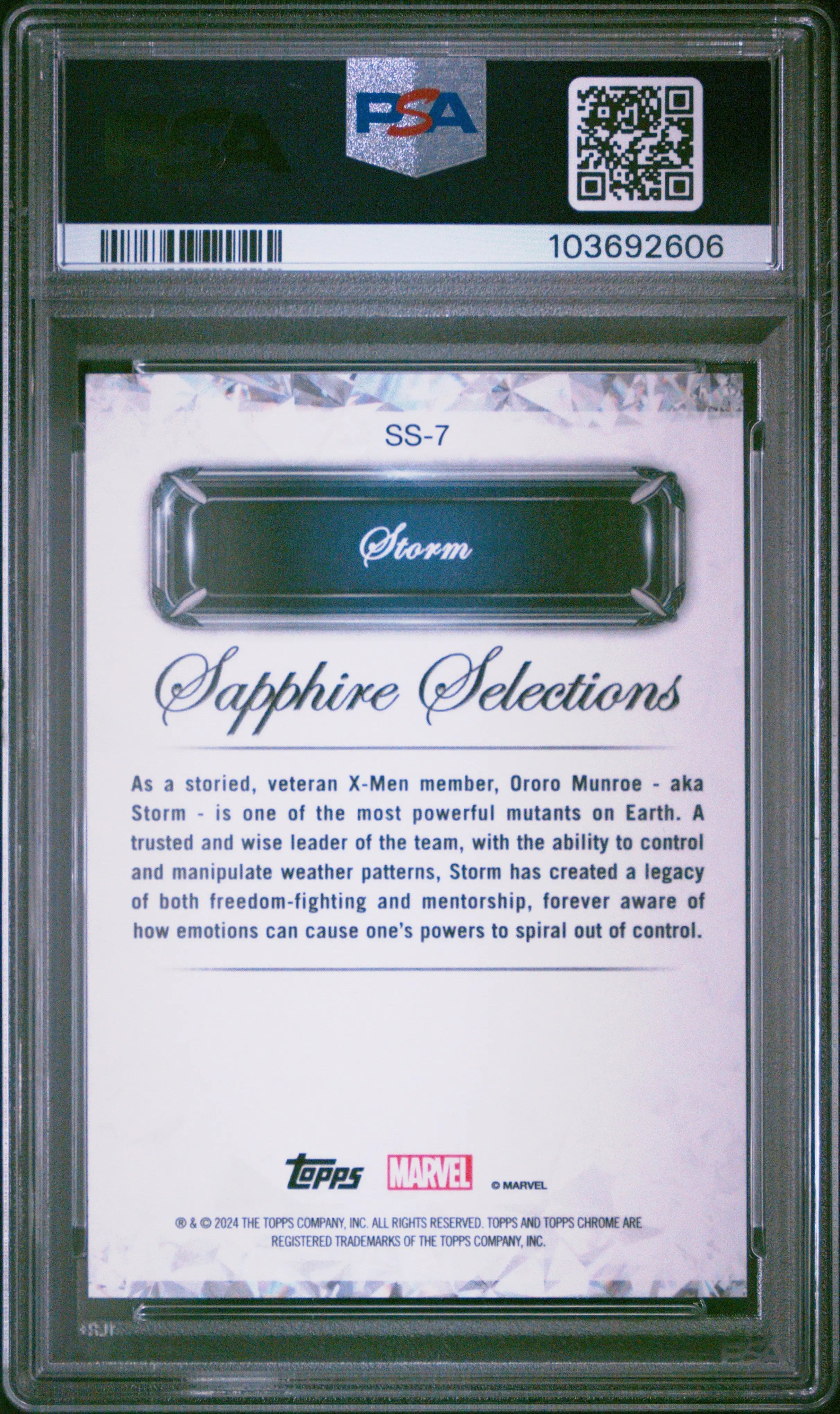2024 Topps Chrome Marvel Sapphire Edition Sapphire Selections Storm PSA 10 