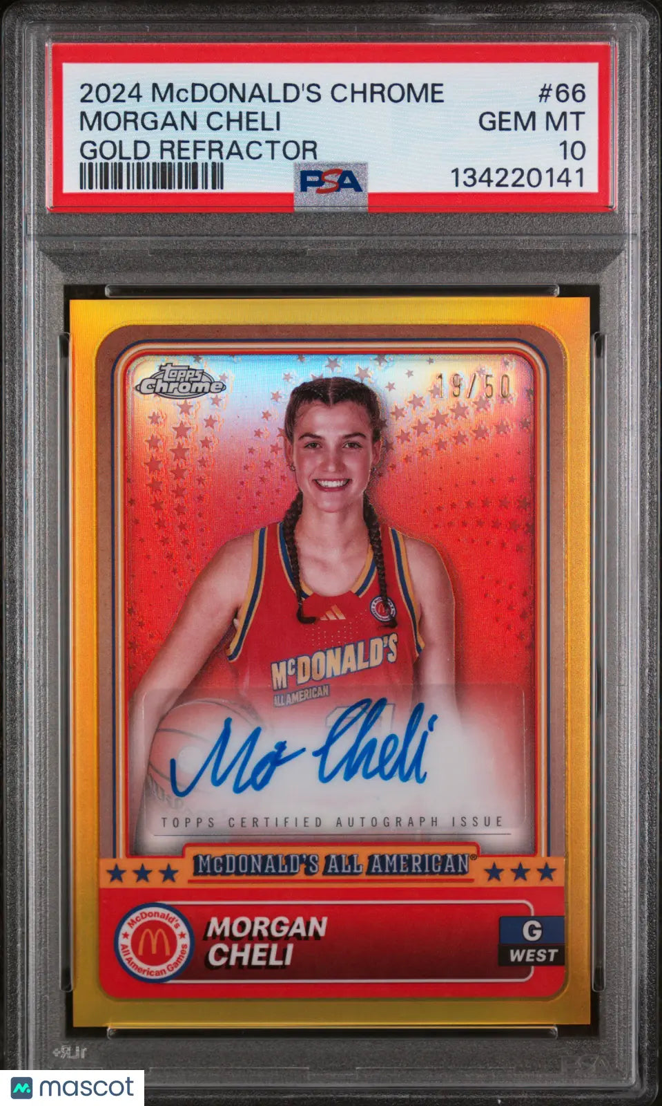 2024 Topps Chrome Mcdonald's All American Morgan Cheli Gold Refractor /50 PSA 10 