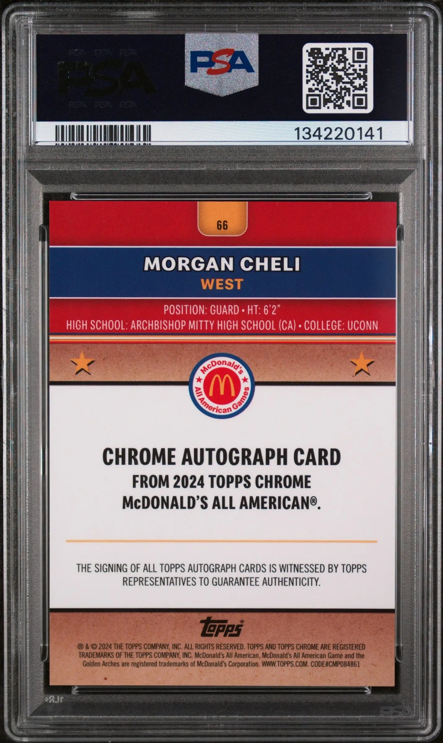 2024 Topps Chrome Mcdonald's All American Morgan Cheli Gold Refractor /50 PSA 10 