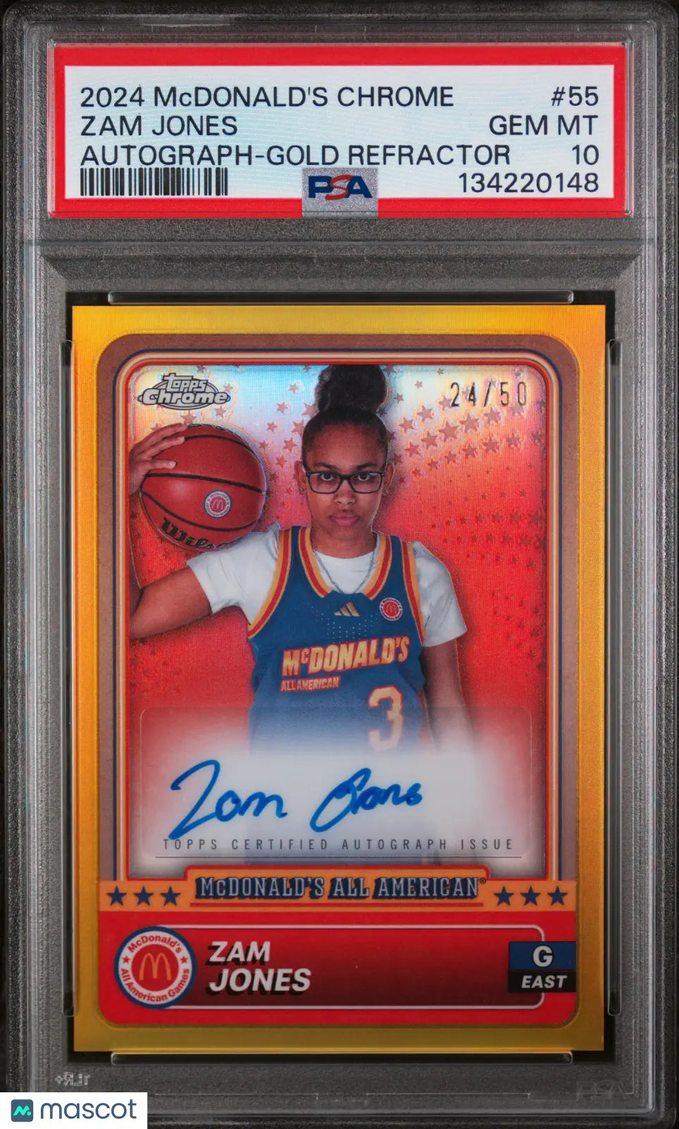 2024 Topps Chrome Mcdonalds All American Zam Jones Auto Gold Refractor/50 PSA 10 