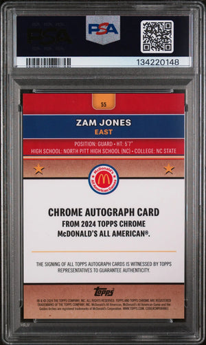 2024 Topps Chrome Mcdonalds All American Zam Jones Auto Gold Refractor/50 PSA 10 